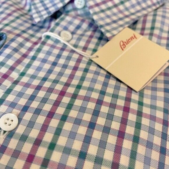 Brioni Other - 750$ BRIONI MENS Blue PURPLE SPORT SHIRT LONG SLEEVE Gingham Check 2XL ITALY